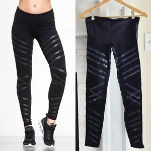 ALO Yoga Lineal Diagonal Airbrush Leggings Yoga Pants Black Small